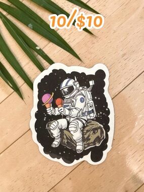 Astronaut Ice Cream Sticker Funny Space Dessert Vinyl Decal | Cute Cosmic Humor